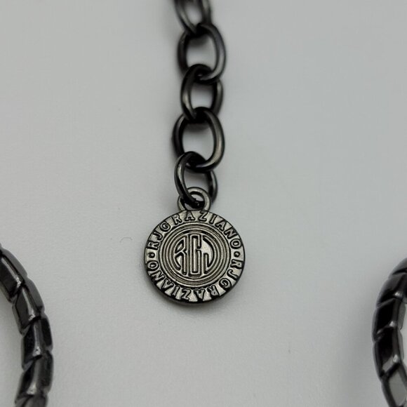 R.J. Graziano Gunmetal Tone Circle Link Chain Necklace 21" Adj. - Picture 4 of 7